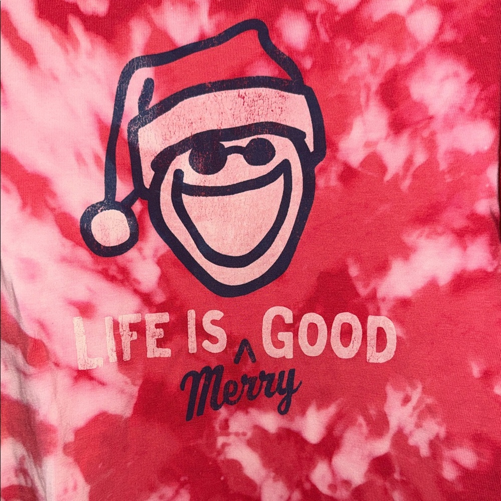 Life Is Good Red Tie-Dye Long Sleeve Tee
